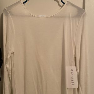 Athleta Waterfall Front Longsleeve top in bright white size medium NWT